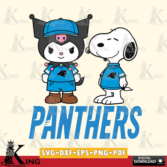 Carolina Panthers Kuromi Snoopy Football SVG file, Cricut, Cut file  , Digital Download , Instant Download, Sanrio svg, Clipart
