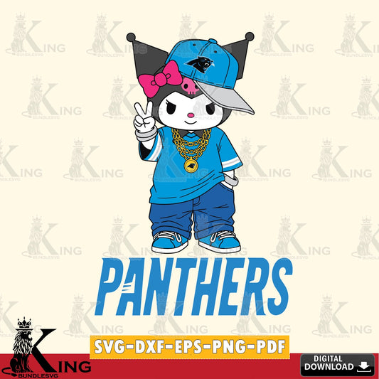 Carolina Panthers Kuromi Streetwear Style SVG file, Cricut, Cut file  , Digital Download , Instant Download, Sanrio svg, Clipart