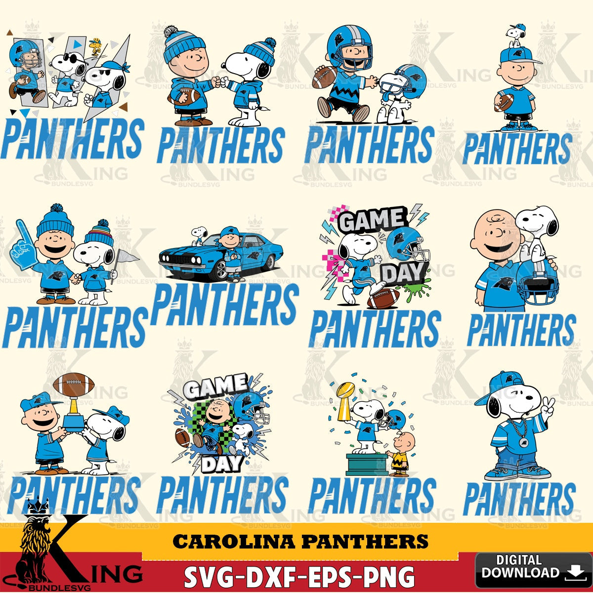 Carolina Panthers Peanuts Play Football NFL Bundle Cricut file , Cut file  , Digital Download , PDF File , Instant Download