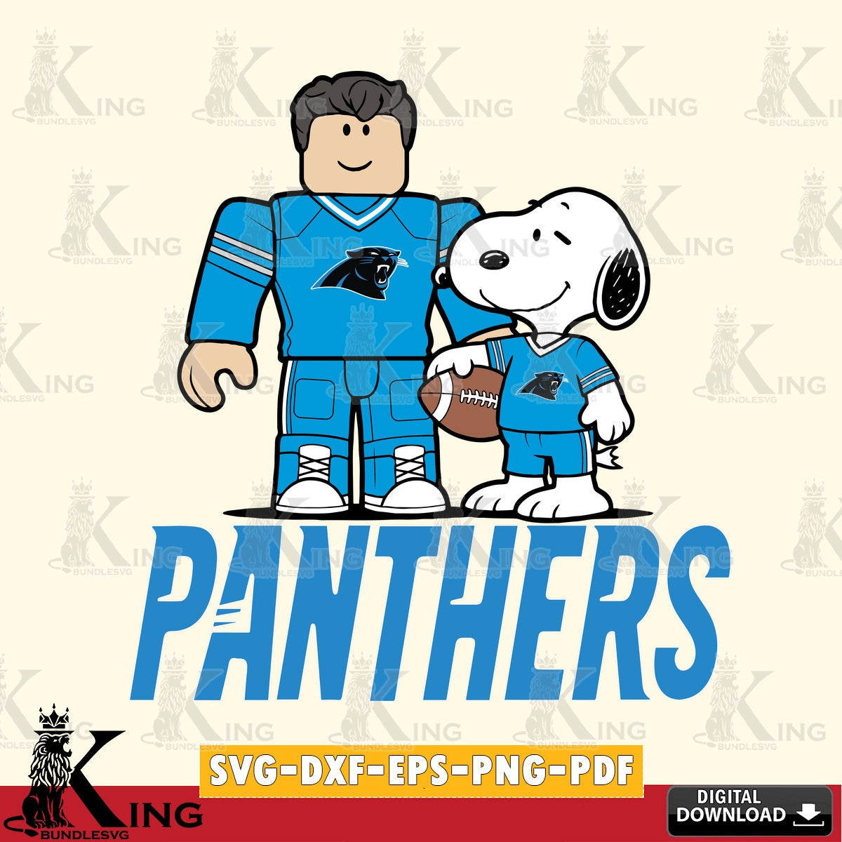 Carolina Panthers Roblox & Snoopy Football SVG file , Cricut, NFL  File cut , Digital Download , PDF File