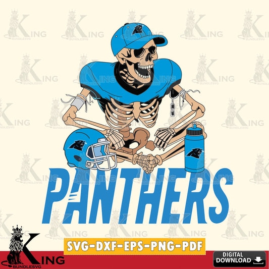 High-quality graphic of a Carolina Panthers skeleton player football cut file ideal for vinyl projects and T-shirt printing.