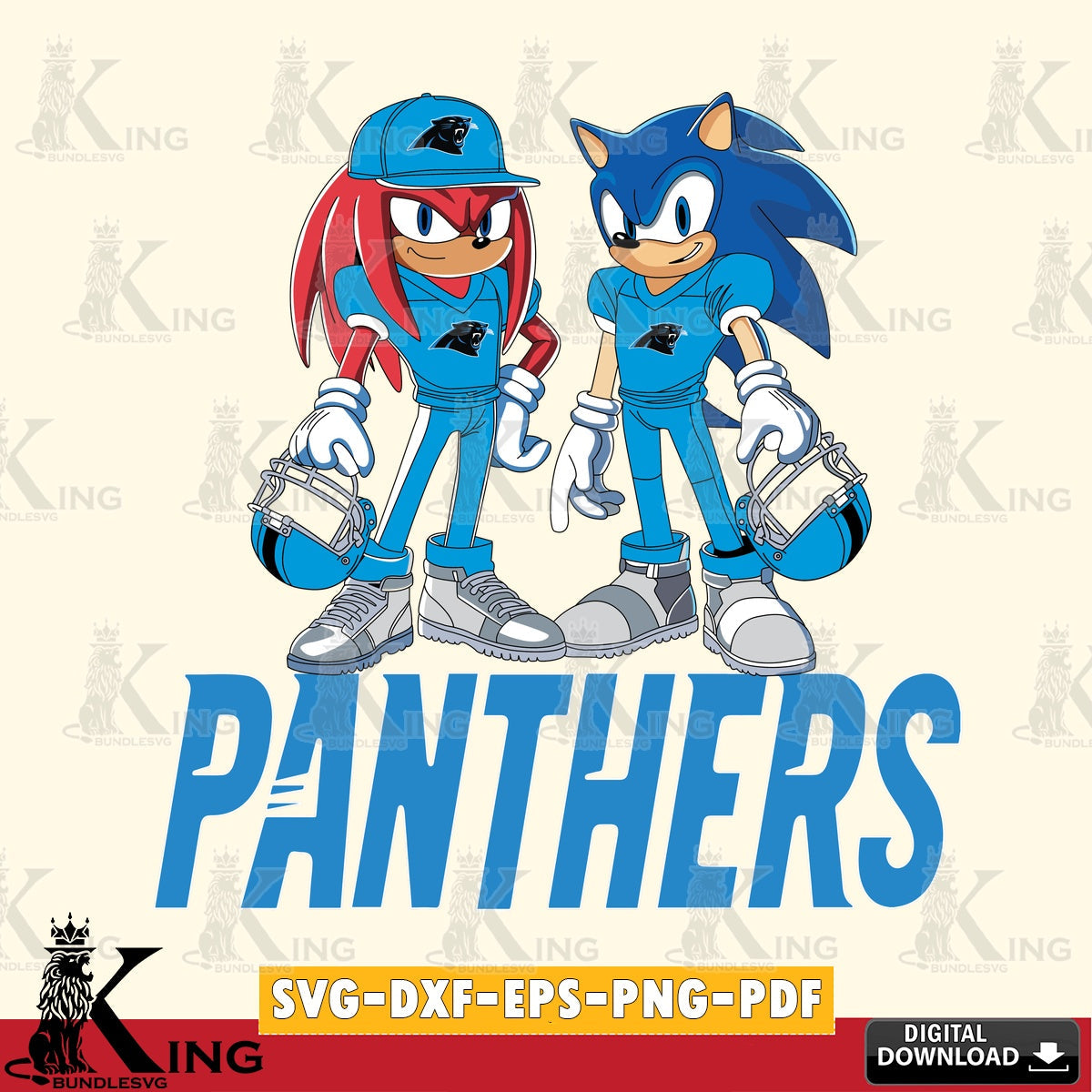 Creative design featuring Carolina Panthers Sonic and Knuckles player football SVG cut file for personalized gifts and laser