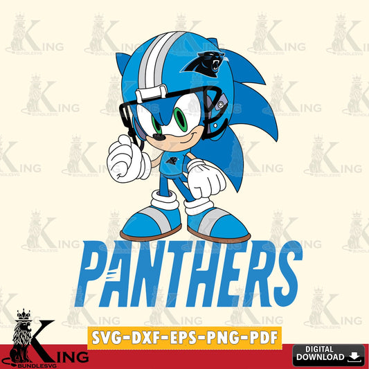 Modern graphic depicting Carolina Panthers Sonic Football Mascot, cut file ideal for vinyl projects and T-shirt printing