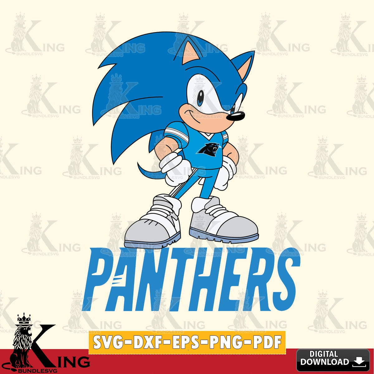 Eye-catching graphic of Carolina Panthers Sonic Football Star Mascot SVG PNG design suitable for Glowforge and laser cutting