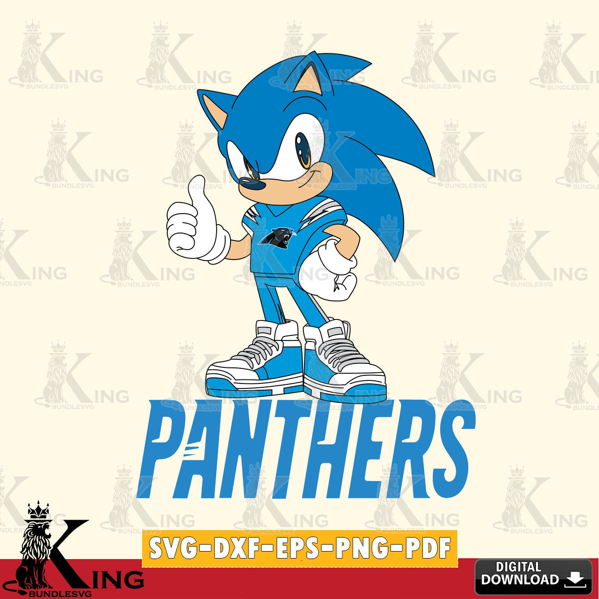 Carolina Panthers Sonic Like Football SVG file, Vector , Digital Download , PDF File , Instant Download