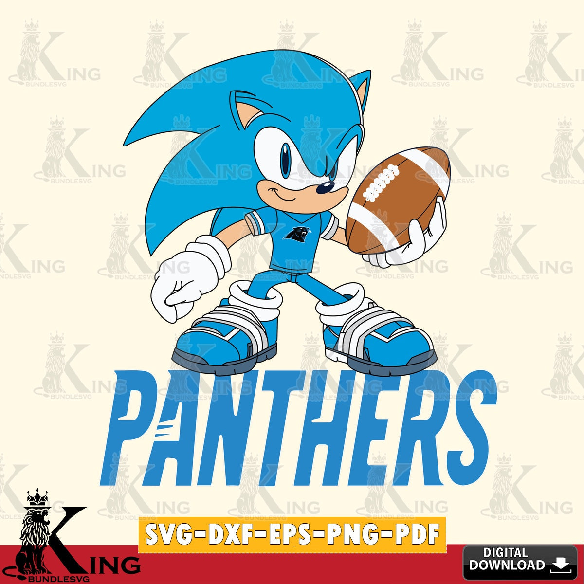 Printable art of Carolina Panthers Sonic Rugby SVG cut file for personalized gifts and laser projects