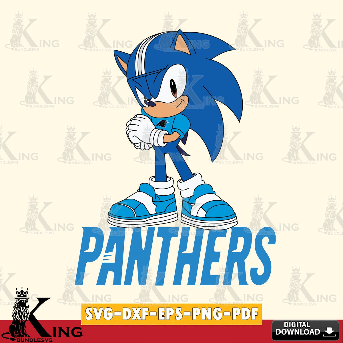 Creative design featuring Carolina Panthers Sonic cute Football digital clipart compatible with laser engraving and cutting
