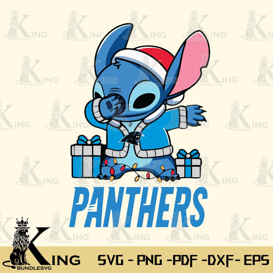 Carolina Panthers Stitch Merry Christmas Svg Eps Dxf Png File, Digital Download