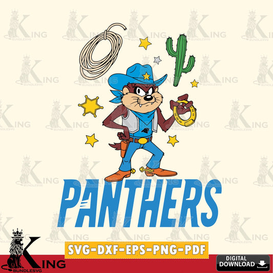 Carolina Panthers Taz Cowboy Western Cut file  , Digital Download , Instant Download, Looney Tunes svg, Football svg