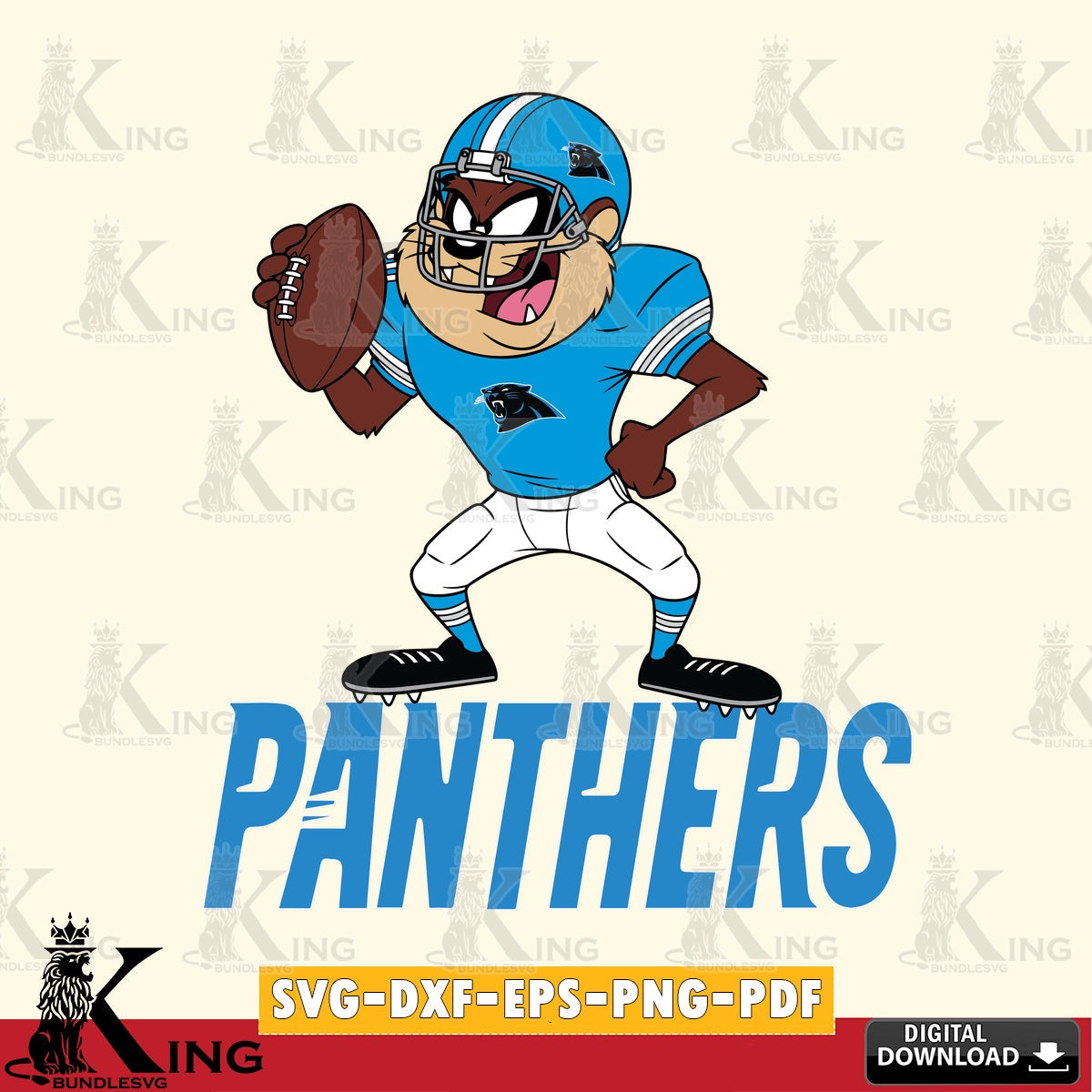 Carolina Panthers Taz Football Player Cut file  , Digital Download , Instant Download, Looney Tunes svg, Football svg