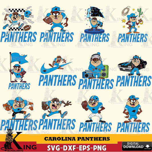 Carolina Panthers Taz (Looney Tunes) Football NFL Bundle Cut file  , Digital Download , Instant Download, Looney Tunes svg, Football svg