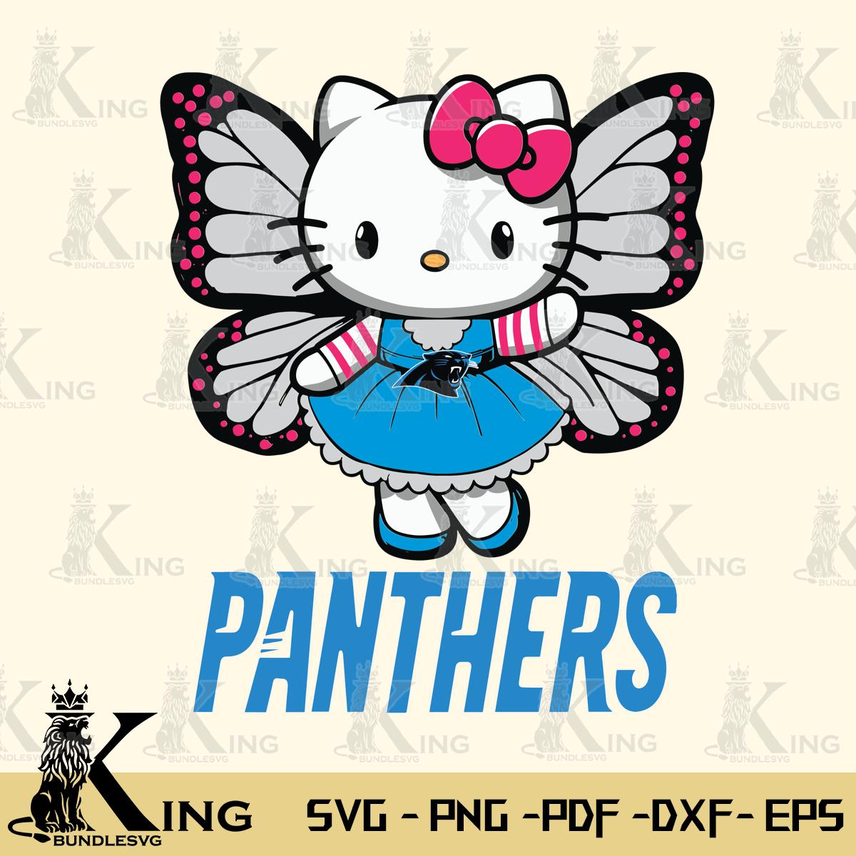 Carolina Panthers Whimsical Kitty Wings Svg Eps Dxf Png File, Digital Download