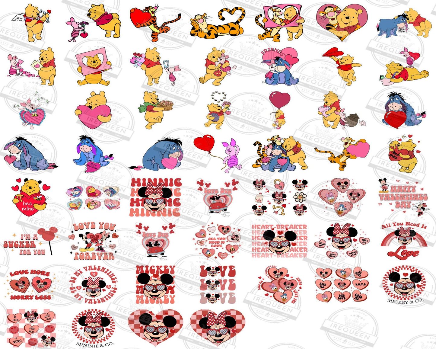 Cartoon Valentine Png Bundle, Mouse And Friend Character Movie Png, Mickey mouse valentine bundle png, Digital download , Instant Download