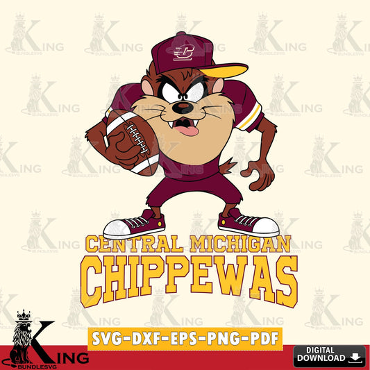 Central Michigan Chippewas Đồng phục bóng đá Taz SVG file, Cut file  , Digital Download , Instant Download, Taz svg, NCAA svg