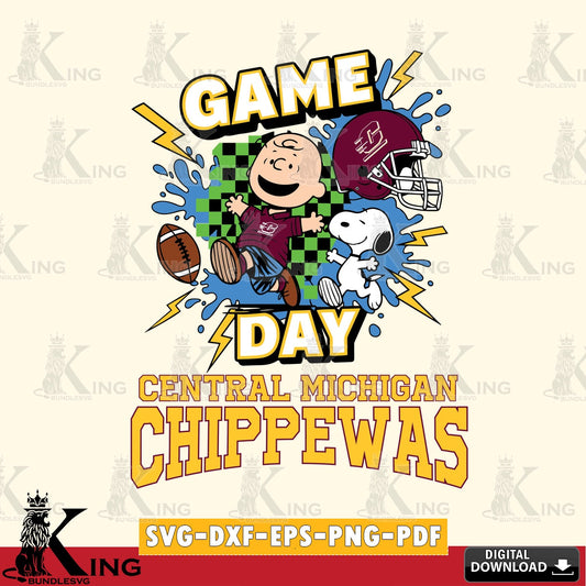 Central Michigan Chippewas Game Day Peanuts SVG, Cricut, Cut file  , Digital Download , Instant Download, Peanuts svg, NCAA svg, Football svg, Sport svg