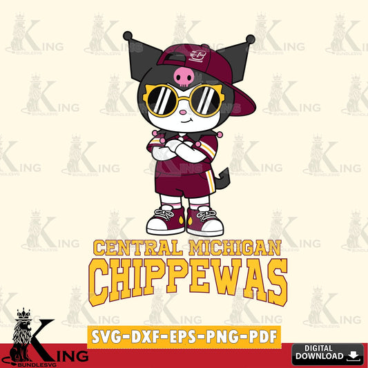 Central Michigan Chippewas Kuromi Football Jersey SVG file, Cricut, Cut file  , Digital Download , Instant Download, Sanrio svg, Clipart