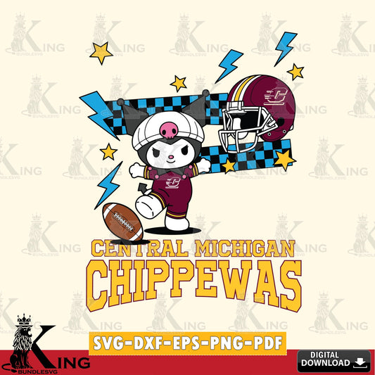 Central Michigan Chippewas Kuromi Game Day SVG file, Cricut, Cut file  , Digital Download , Instant Download, Sanrio svg, Clipart