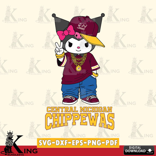 Central Michigan Chippewas Kuromi Streetwear Style SVG file, Cricut, Cut file  , Digital Download , Instant Download, Sanrio svg, Clipart