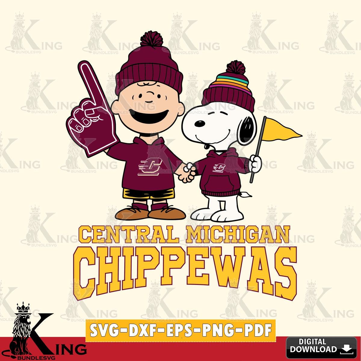 Central Michigan Chippewas Peanuts Fan Gear SVG, Cricut, Cut file  , Digital Download , Instant Download, Peanuts svg, NCAA svg, Football svg, Sport svg