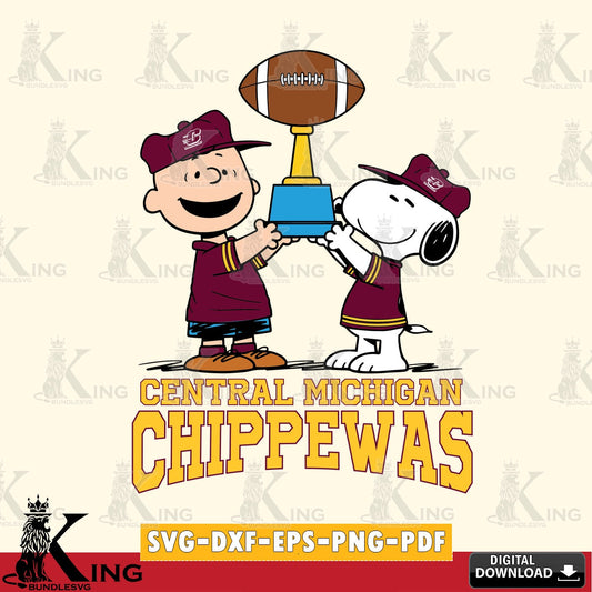 Central Michigan Chippewas Peanuts Football Trophy SVG, Cricut, Cut file  , Digital Download , Instant Download, Peanuts svg, NCAA svg, Football svg, Sport svg