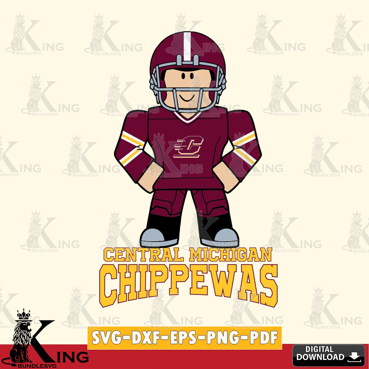 Central Michigan Chippewas Roblox Cool Football SVG file , NCAA Cricut,  File cut , Digital Download , PDF File