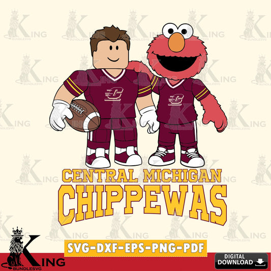 Central Michigan Chippewas Roblox & Elmo Football SVG file , NCAA Cricut,  File cut , Digital Download , PDF File