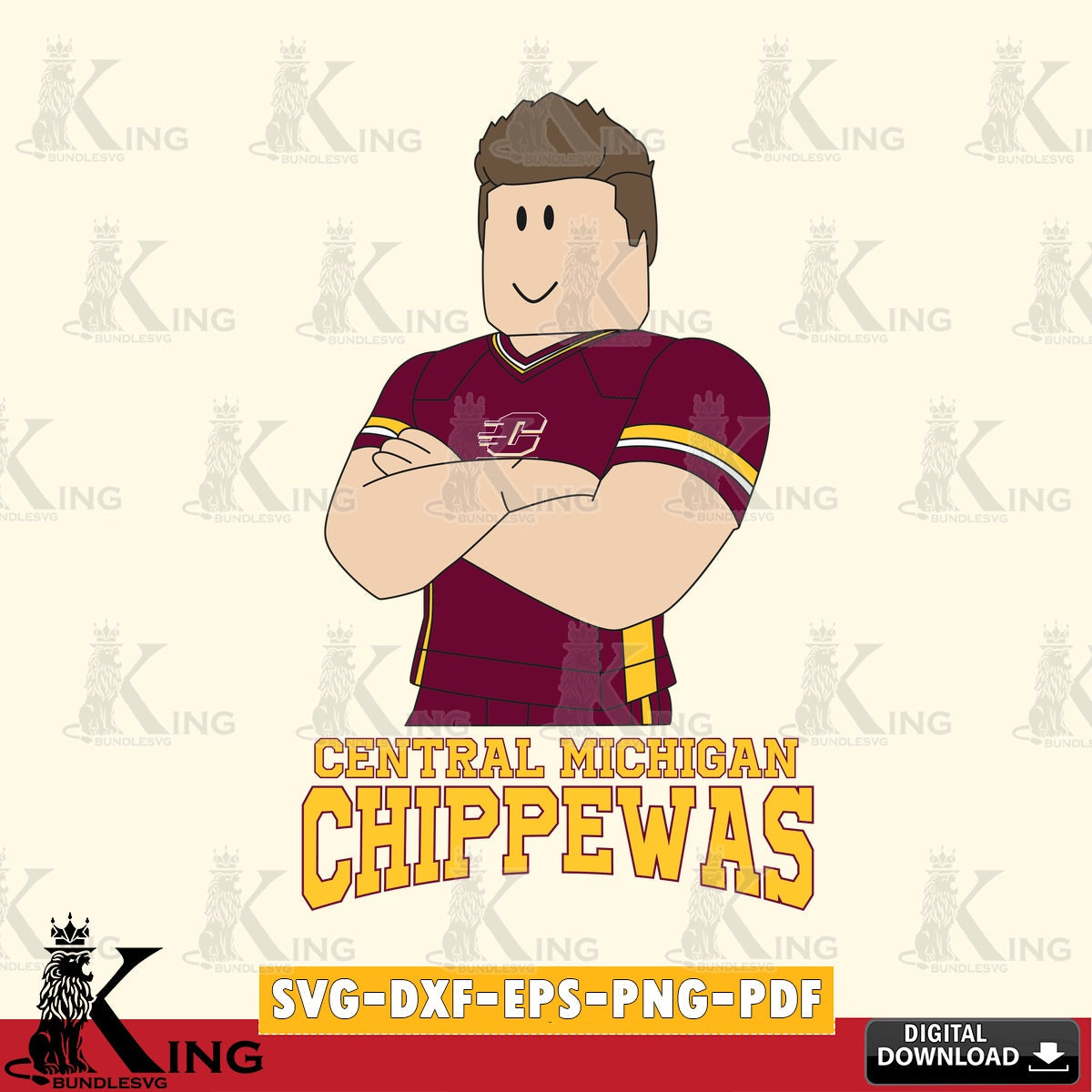 Central Michigan Chippewas Roblox Football SVG file , NCAA Cricut,  File cut , Digital Download , PDF File