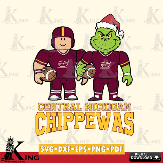 Central Michigan Chippewas Roblox & Grinch Football SVG file , NCAA Cricut,  File cut , Digital Download , PDF File