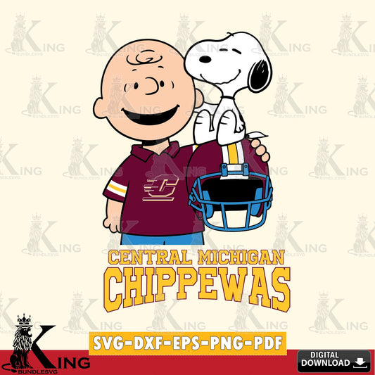 Central Michigan Chippewas Snoopy On Helmet SVG, Cricut, Cut file  , Digital Download , Instant Download, Peanuts svg, NCAA svg, Football svg, Sport svg