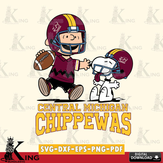 Central Michigan Chippewas Snoopy and Peanut Fun SVG, Cricut, Cut file  , Digital Download , Instant Download, Peanuts svg, NCAA svg, Football svg, Sport svg