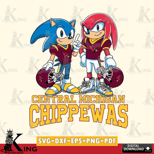 Beautiful illustration of Central Michigan Chippewas Sonic And Knuckles Football, high-quality vector for DIY scrapbooking and