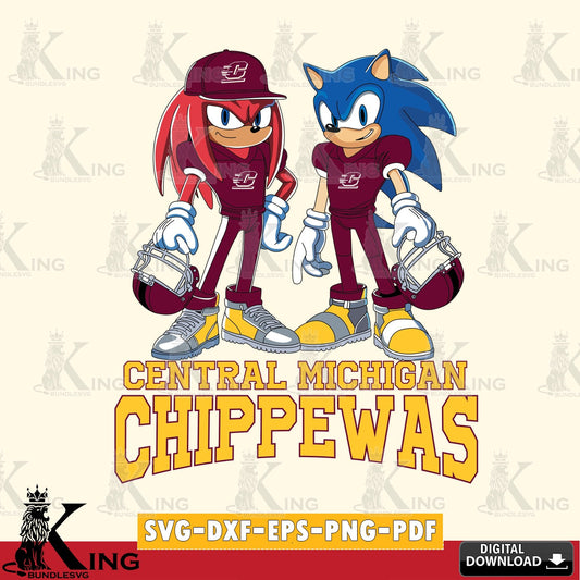 Central Michigan Chippewas Sonic And Knuckles Player Football SVG file, Vector , Digital Download , PDF File , Instant Download