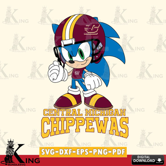 Vector design showing Central Michigan Chippewas Sonic Football Mascot SVG PNG design suitable for Glowforge and laser cutting