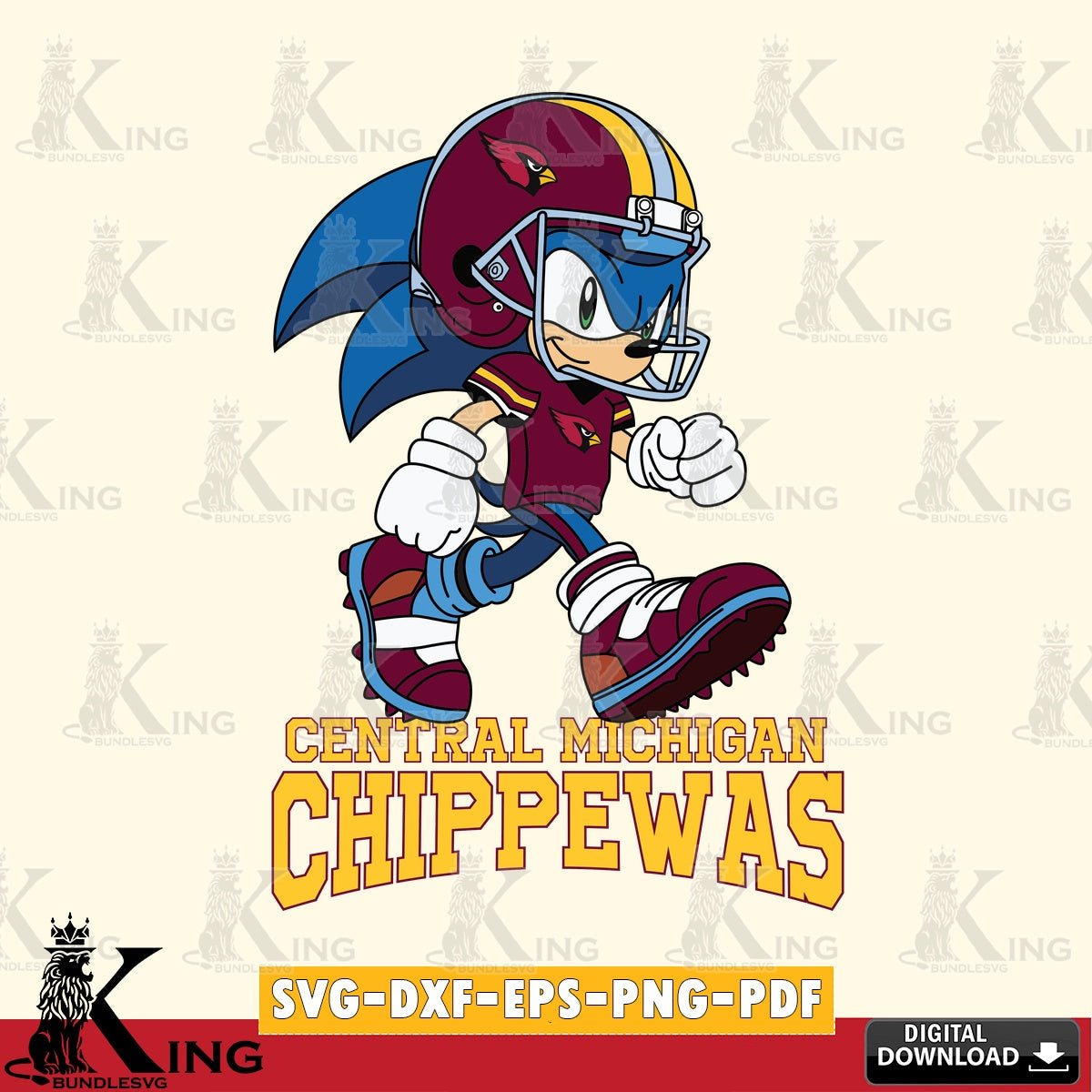 Central Michigan Chippewas Sonic Ready Football SVG file, Vector , Digital Download , PDF File , Instant Download