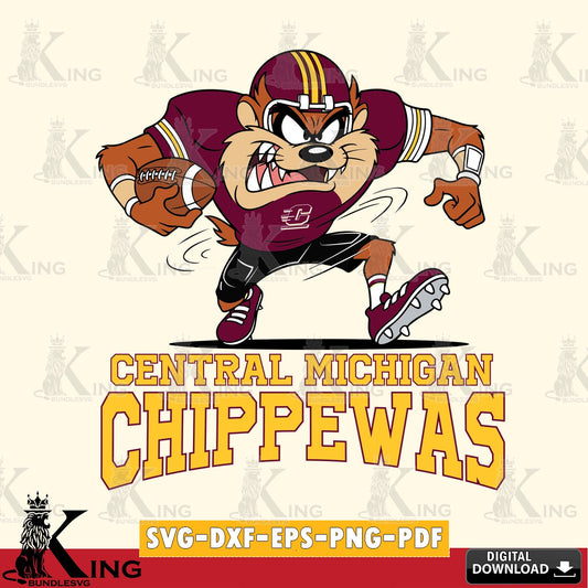 Central Michigan Chippewas Taz Football Helmet SVG file, Cut file  , Digital Download , Instant Download, Taz svg, NCAA svg