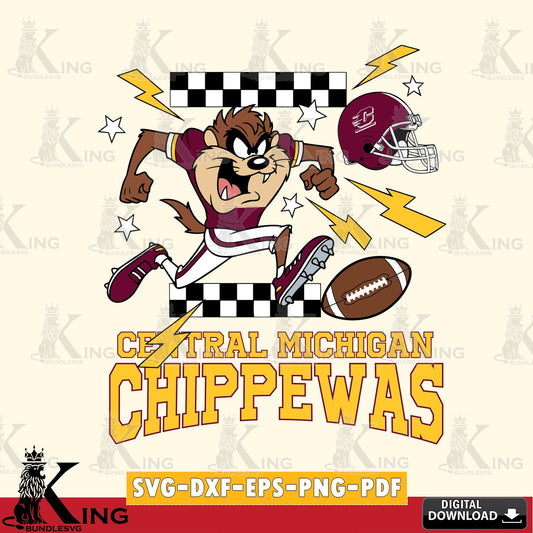 Central Michigan Chippewas Taz Football Lightning SVG file, Cut file  , Digital Download , Instant Download, Taz svg, NCAA svg
