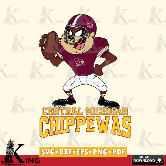 Central Michigan Chippewas Taz Football Player SVG file, Cut file  , Digital Download , Instant Download, Taz svg, NCAA svg