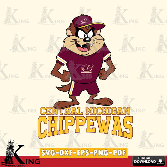 Central Michigan Chippewas Taz Standing Pose SVG file, Cut file  , Digital Download , Instant Download, Taz svg, NCAA svg