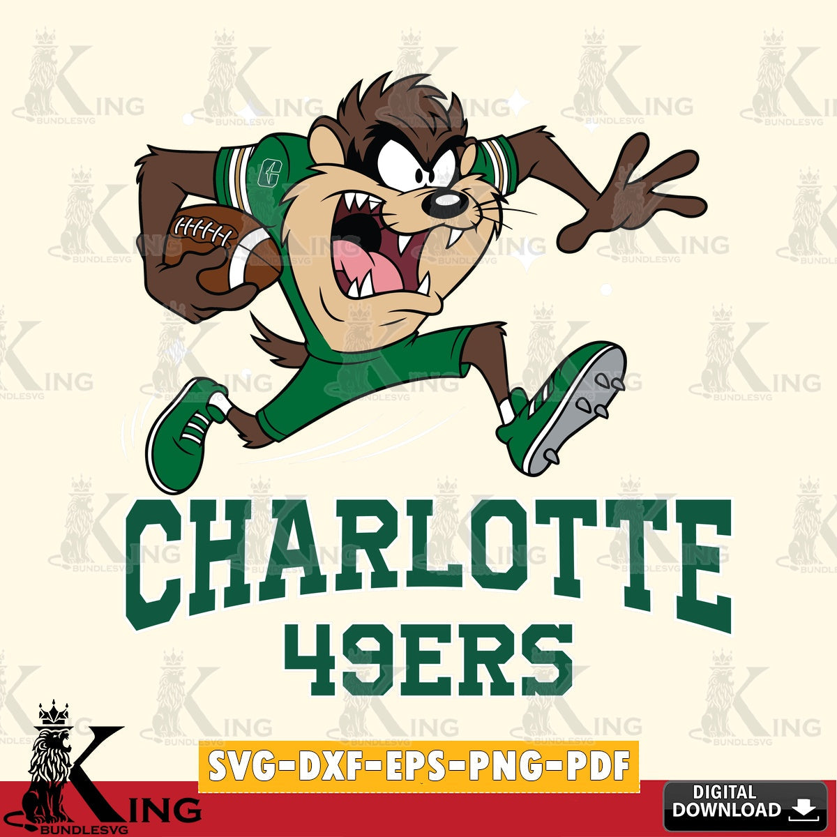 Charlotte 49ers Angry Taz Football SVG file, Cut file  , Digital Download , Instant Download, Taz svg, NCAA svg