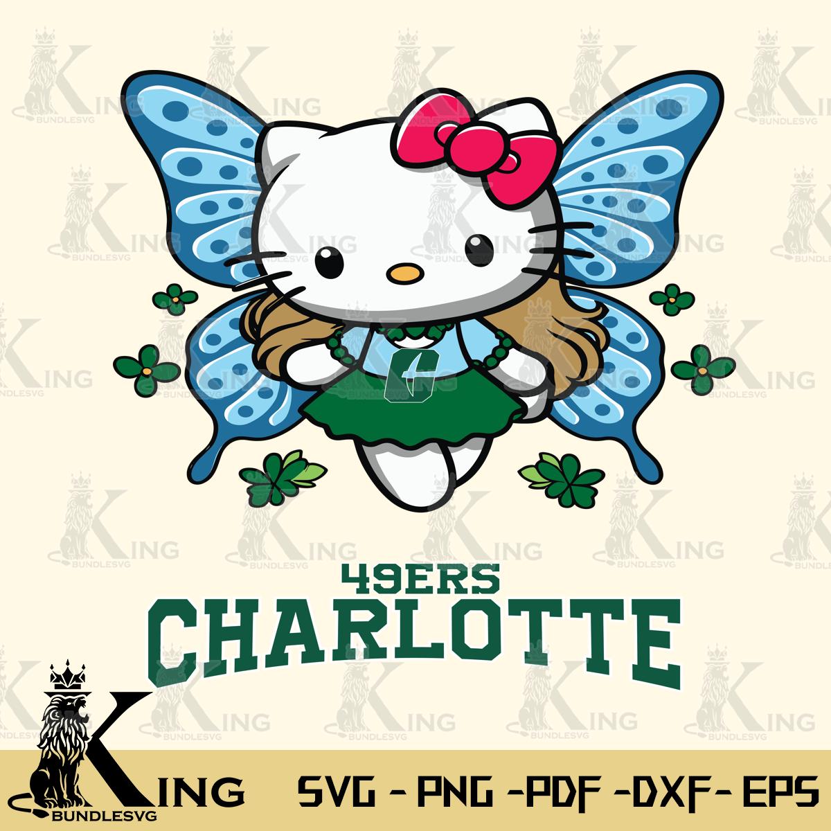 Charlotte 49ers Butterfly Kitty Charm Svg Eps Dxf Png File, Digital Download