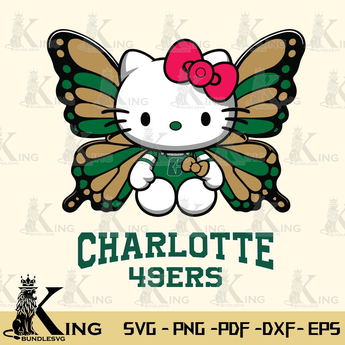 Charlotte 49ers Butterfly Kitty Delight Svg Eps Dxf Png File, Digital Download