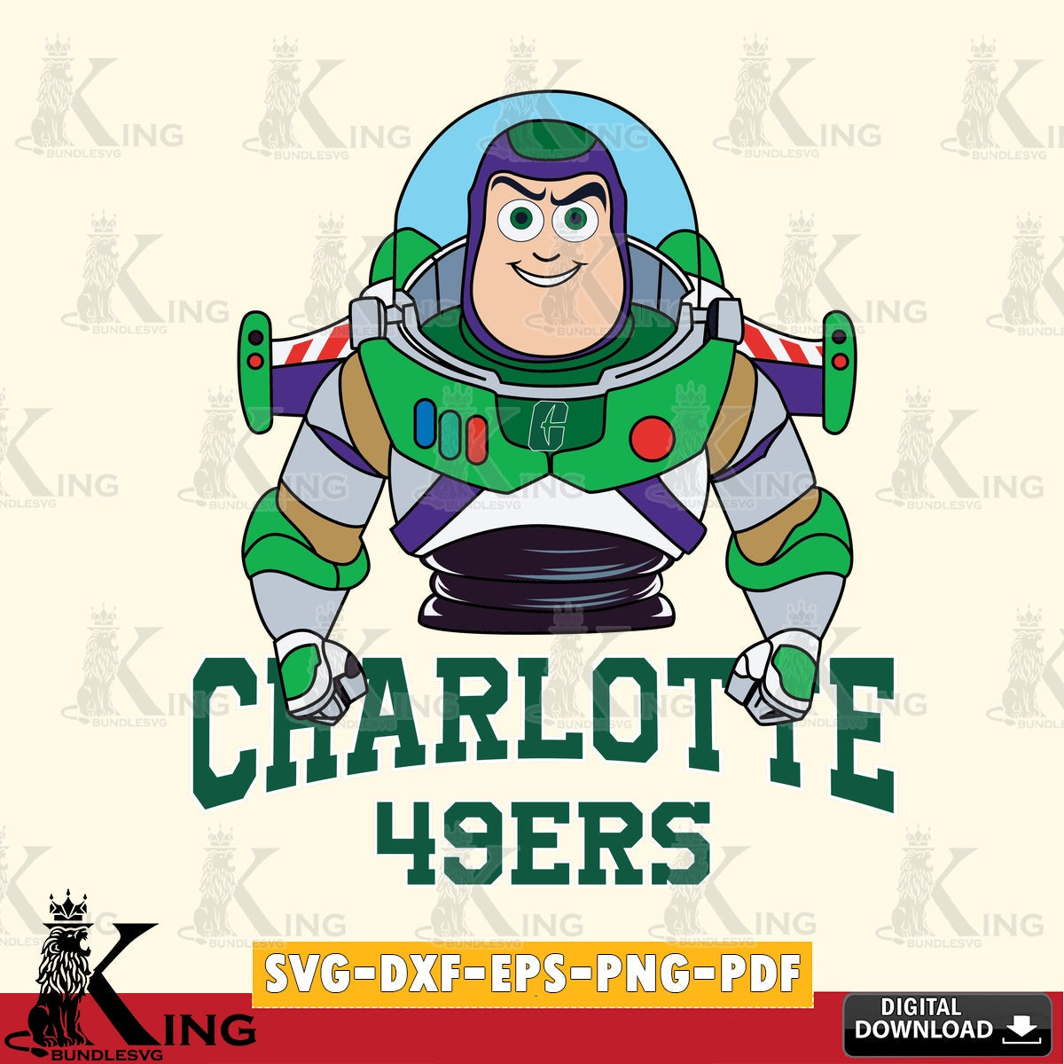 Stylish representation of Charlotte 49ers Buzz Lightyear Football, high-quality vector for DIY scrapbooking and home decor