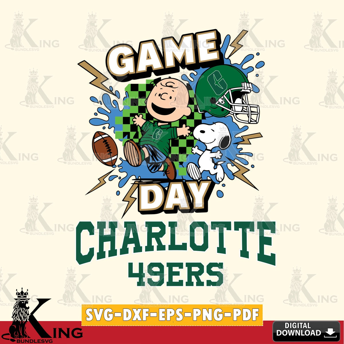 Charlotte 49ers Game Day Peanuts SVG, Cricut, Cut file  , Digital Download , Instant Download, Peanuts svg, NCAA svg, Football svg, Sport svg
