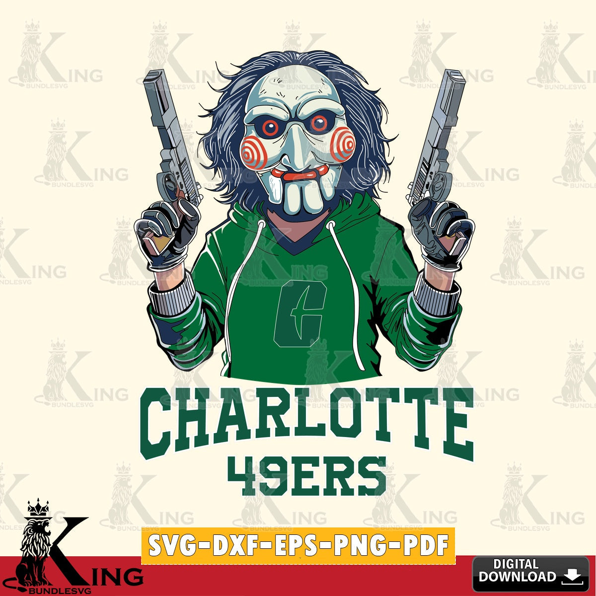 Creative design featuring Charlotte 49ers Jigsaw Billy Football, NCAA, vector illustration for POD merchandise and apparel