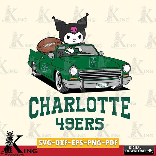 Charlotte 49ers Kuromi Car Football Game SVG file, Cricut, Cut file  , Digital Download , Instant Download, Sanrio svg, Clipart