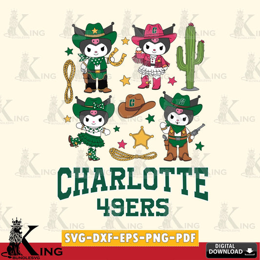 Charlotte 49ers Kuromi Cowboy Western SVG file, Cricut, Cut file  , Digital Download , Instant Download, Sanrio svg, Clipart