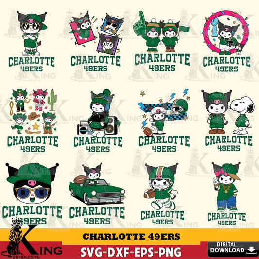 Charlotte 49ers Kuromi Football Jersey NCAA Bundle SVG file, Cricut, Cut file  , Digital Download , Instant Download, Sanrio svg, Clipart