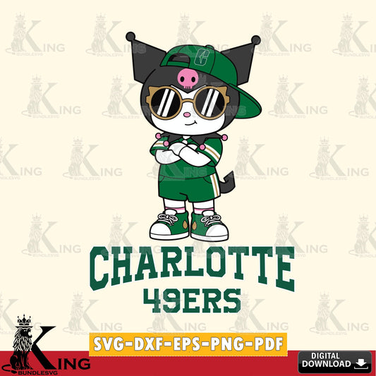 Charlotte 49ers Kuromi Football Jersey SVG file, Cricut, Cut file  , Digital Download , Instant Download, Sanrio svg, Clipart