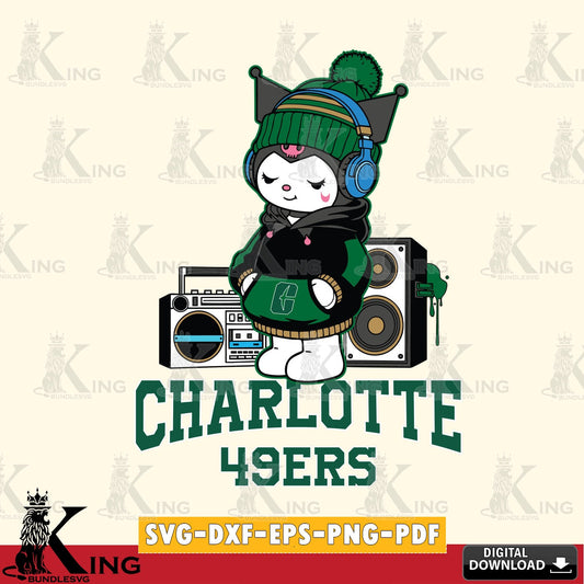 Charlotte 49ers Kuromi Football Music SVG file, Cricut, Cut file  , Digital Download , Instant Download, Sanrio svg, Clipart