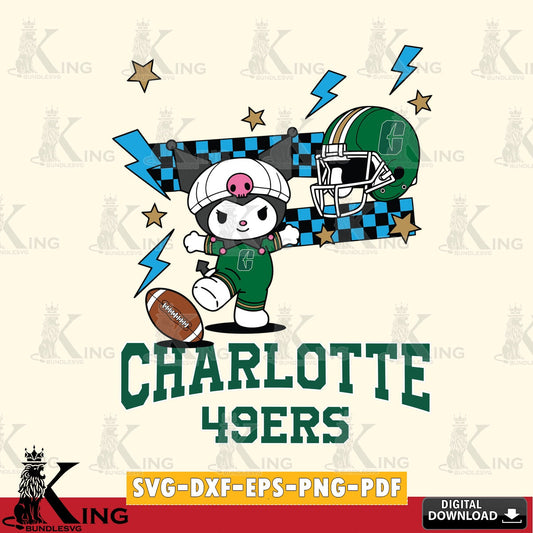 Charlotte 49ers Kuromi Game Day SVG file, Cricut, Cut file  , Digital Download , Instant Download, Sanrio svg, Clipart